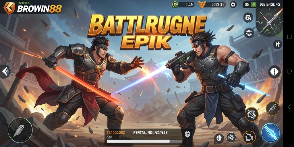 Tampilan aksi seru gameplay BROWIN88 dalam Battle Royale.