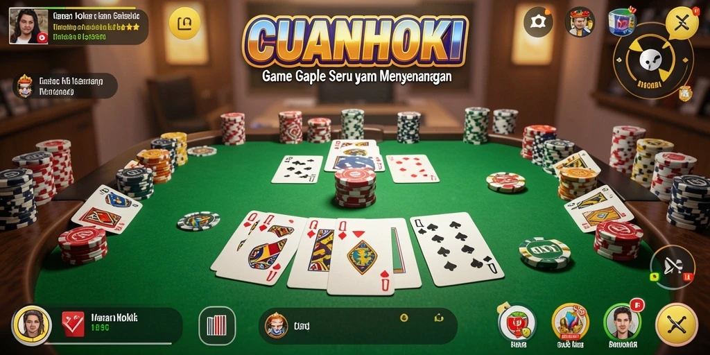 Tampilan menakjubkan dari permainan Gaple CUANHOKI di layar.