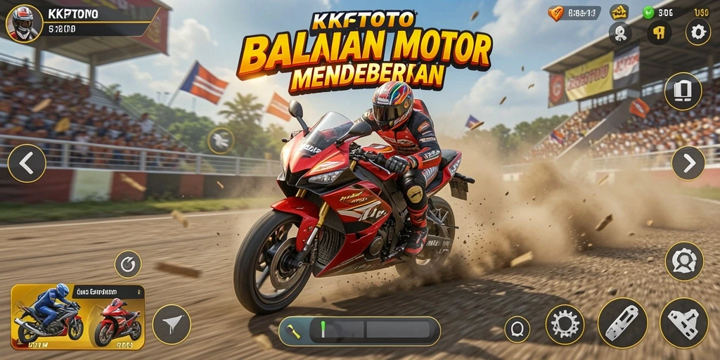 Screenshot KPKTOTO menampilkan aksi balapan motor yang intens dan realistis.