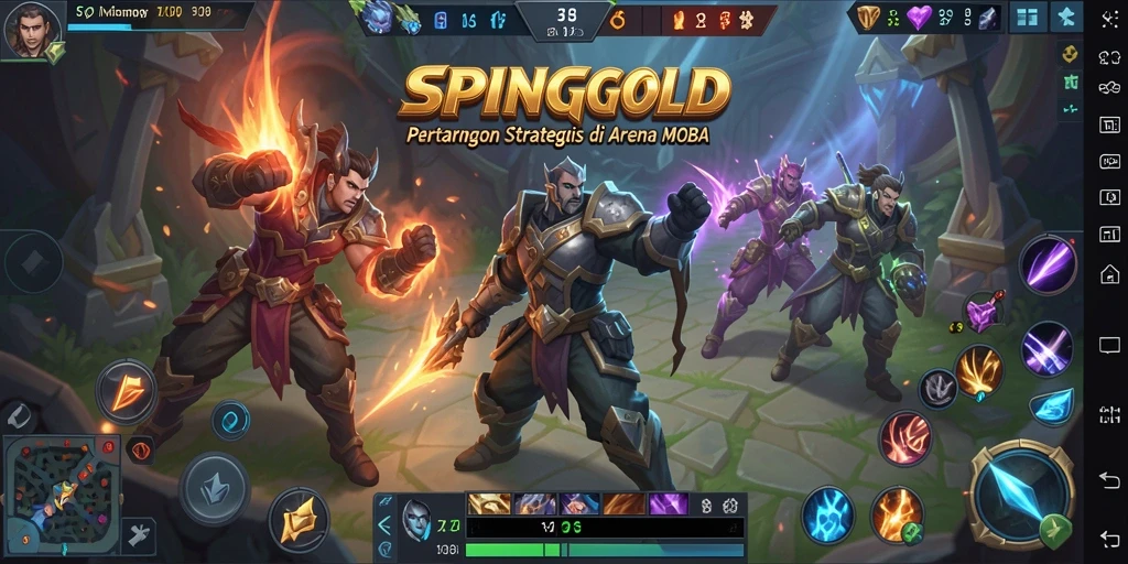 Tampilan spektakuler dari gameplay SPINGOLD dalam suasana pertarungan sengit.